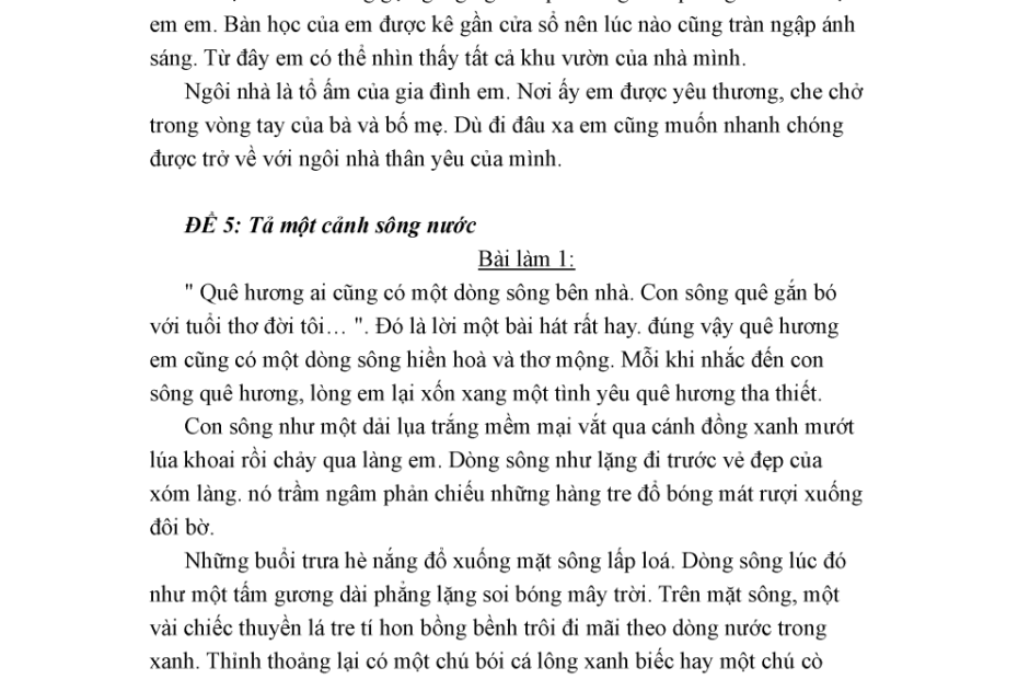 Gợi Ý Một Số Bài Văn Mẫu Tả Cảnh Lớp 5 Hay Nhất - Phần 2