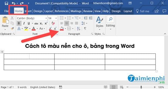 Tô Màu Nền Cho Ô, Bảng Trong Word 2016, 2013, 2010, 2007, 2003