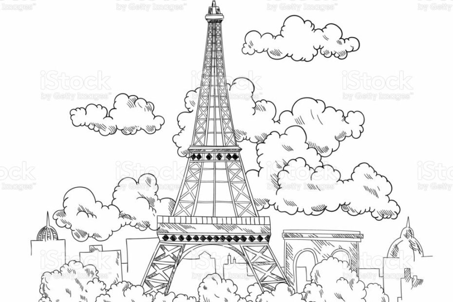 Tháp Eiffel Được Vẽ Bằng Bút Biểu Ngữ Đẹp Với Phong Cảnh Thành Phố Paris  Bản Phác Thảo Vẽ Tay Với Tầm Nhìn Của Di Tích Kiến Trúc Nổi Tiếng Hình Minh