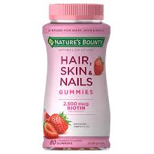 Amazon.Com: Nature'S Bounty Optimal Solutions Hair, Skin & Nails Vitamin  Gummies With Biotin, 2500 Mcg, Strawberry, 80 Count : Health & Household